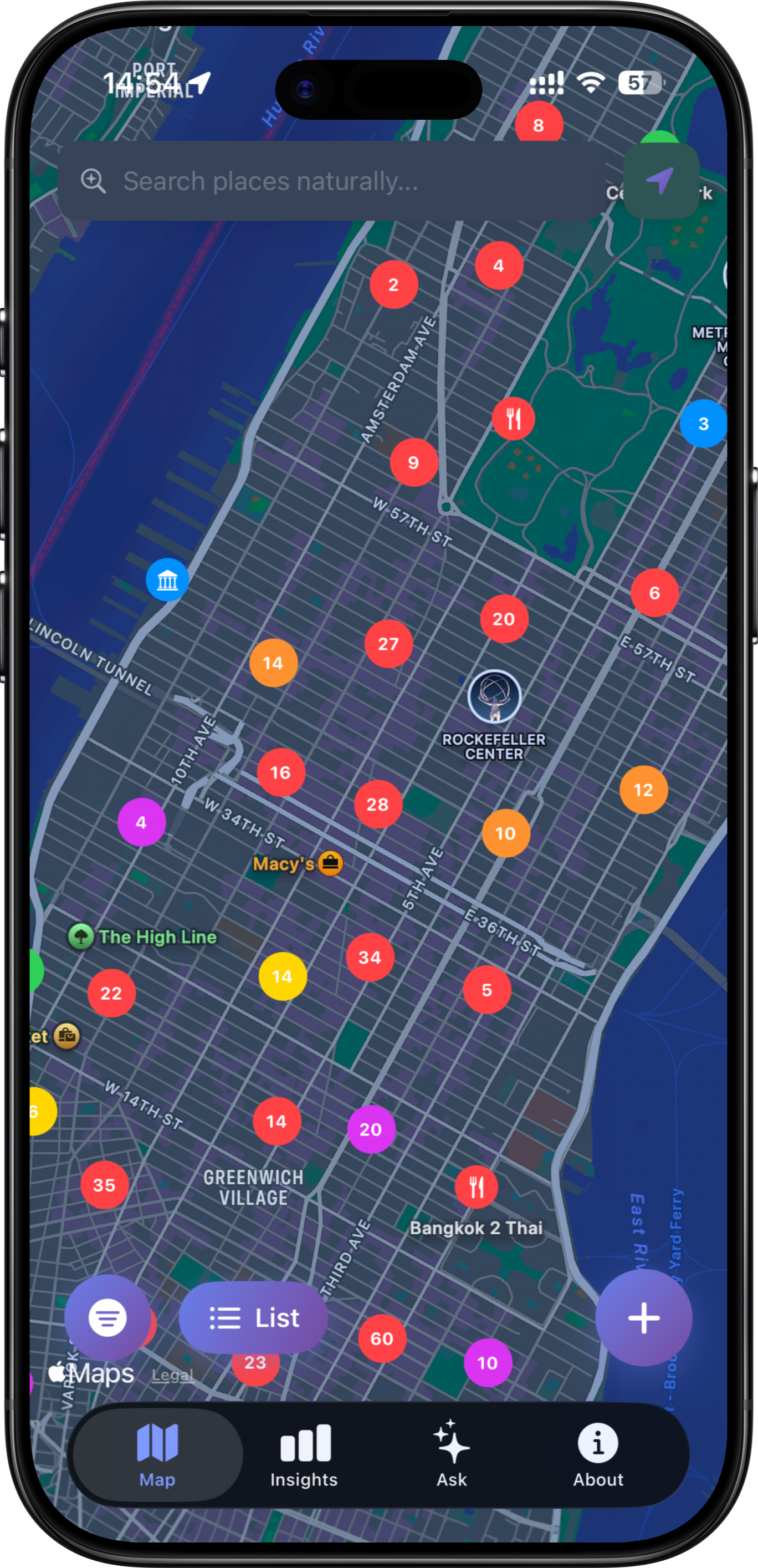 Map View: Visualize all your places on an interactive map. See where you've been and where you want to go at a glance. Your personal geography comes to life with custom pins and categories.